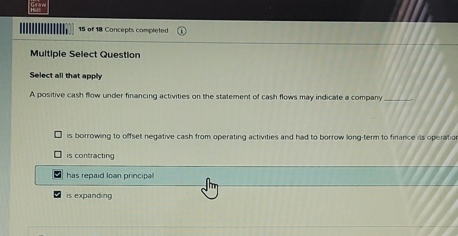  Multiple Select Question Select all that apply A positive cash flow