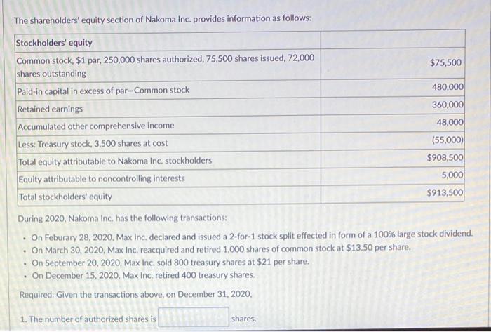  Would you please show me the calculation? The shareholders' equity section