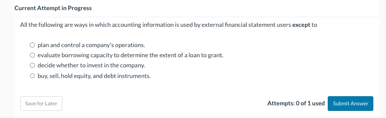  Current Attempt in Progress All the following are ways in which