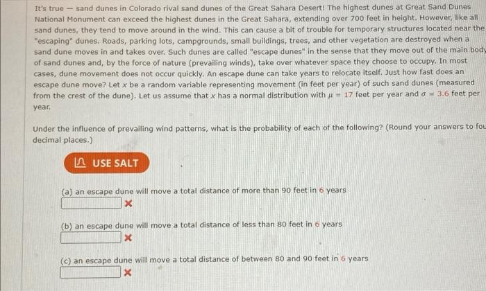 year) of such sand dunes (measured from the crest of the dune).