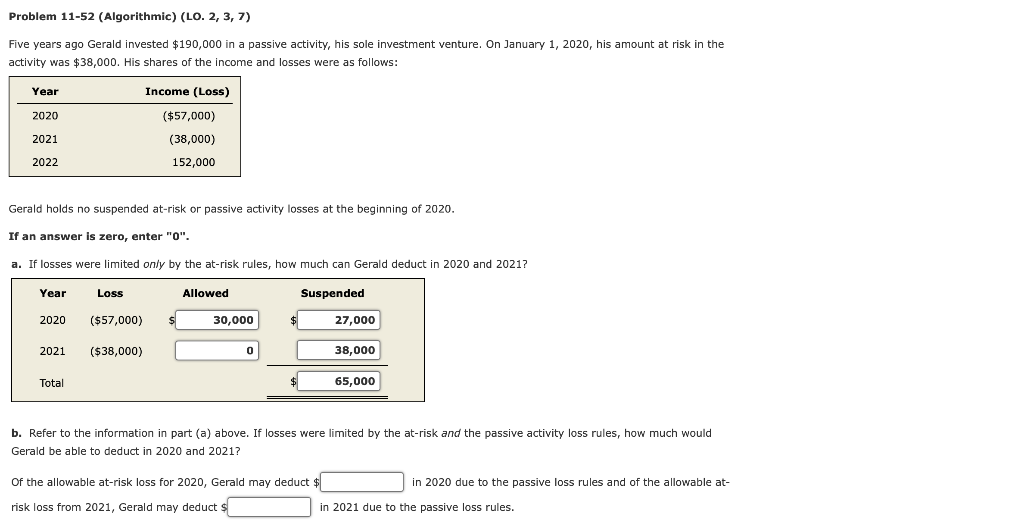 answers I have input might be wrong Problem 11-52 (Algorithmic) (LO. 2,