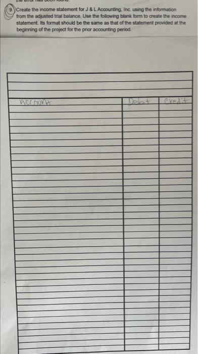 balance that I created. The income statement should be in the format