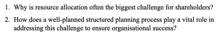 1. Why is resource allocation often the biggest challenge for shareholders?