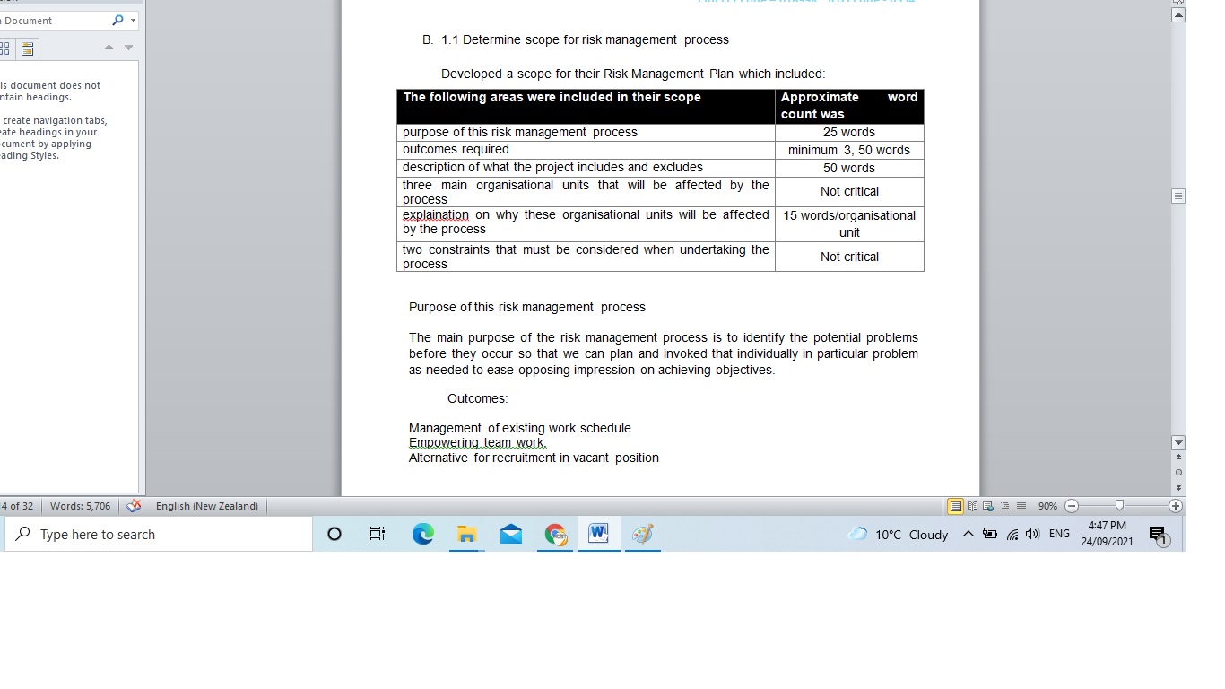 Both questions are same Document O B. 1.1 Determine scope for risk