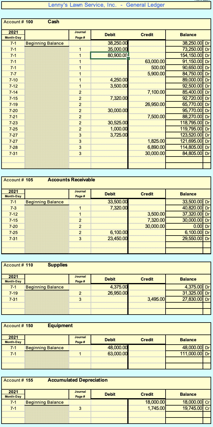 from the new customer for the job that was completed on July