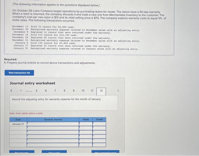 razors for $14,700 cash. December 29 Replaced 28 razors that were returned