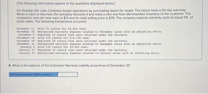January 17 Replaced 33 razors that were returned under the warranty. January