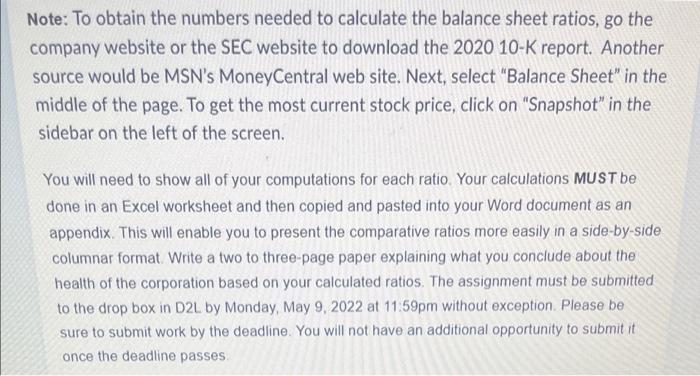 of a group project, you will each complete an individual financial analysis