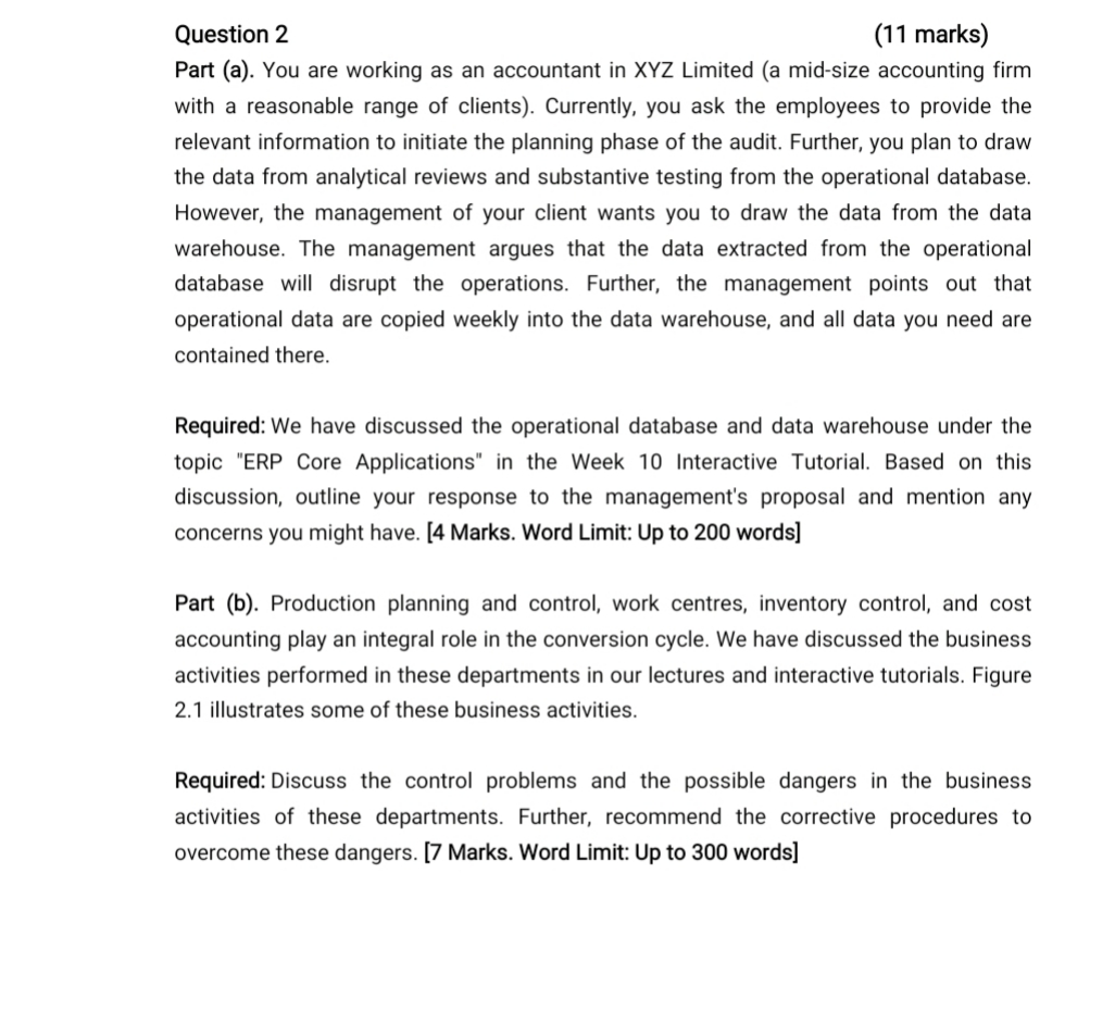 strategy information Question 2 (11 marks) Part (a). You are working as