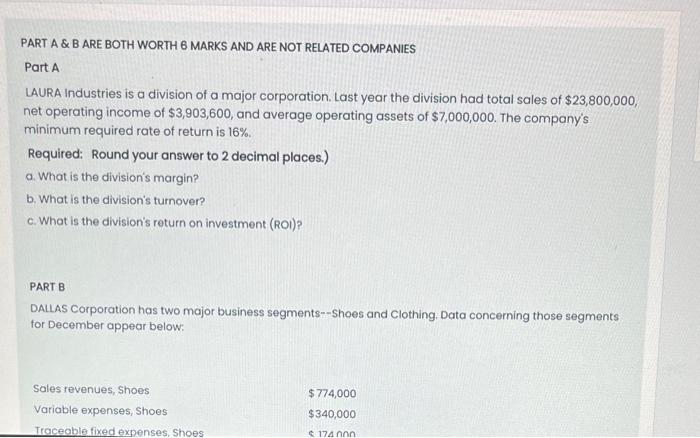 please answer it quickly PART A \& B ARE BOTH WORTH 6