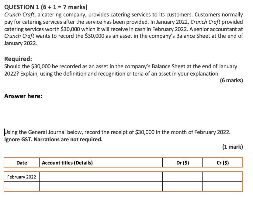 Practise Q 1 QUESTION 1 (6 + 1 = 7 marks) Crunch