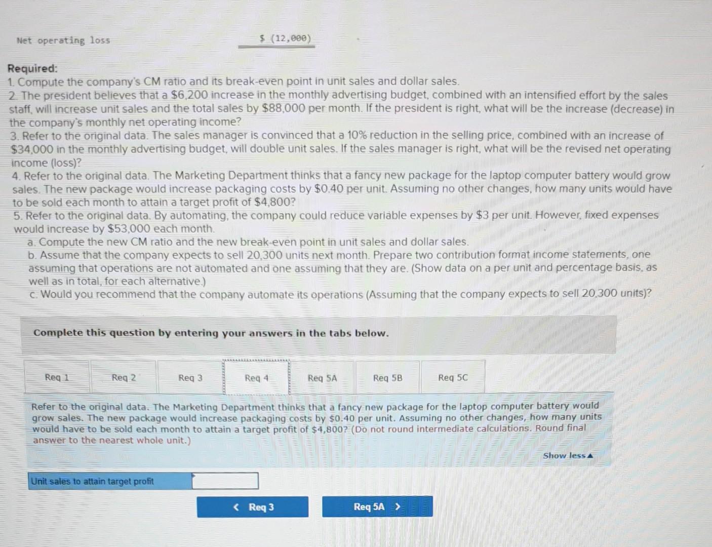 format income statement for the most recent month is given below. Sales