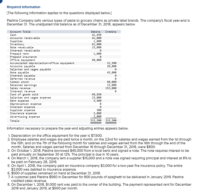 use chart format, show work if there is work involved for an
