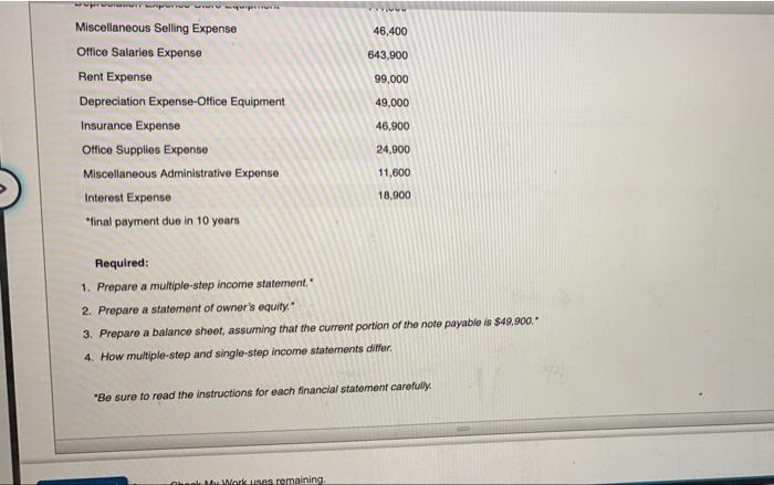 3,393,100 100,000 11,417,000 7,843,800 921 600 Sav Multiple-Step Income Statement and Balance