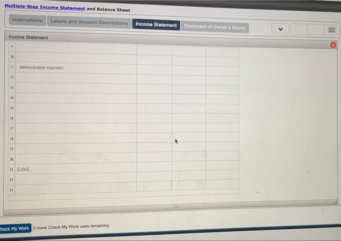 Office Supplies Expense Miscellaneous Administrative Expense Interest Expense "final payment due in