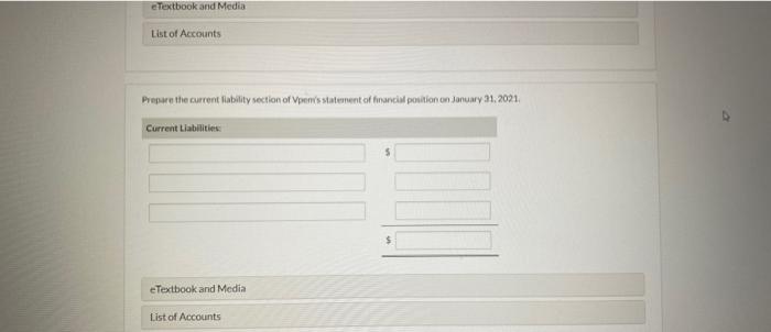 payable Wages payable Rent payable Dividend payable Unearned revenue 1. In January,