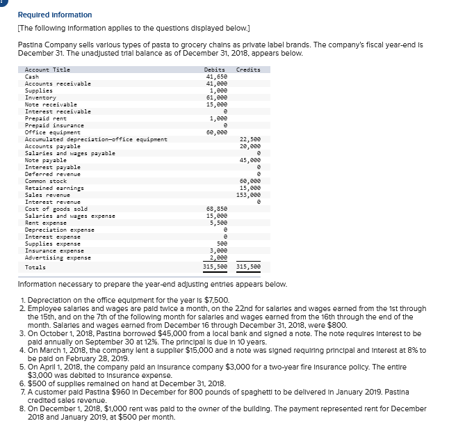 use charts format show work if there is work involved Required Information