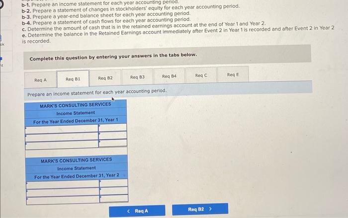 year of operations, and Year 2. Assume that all transactions involve the
