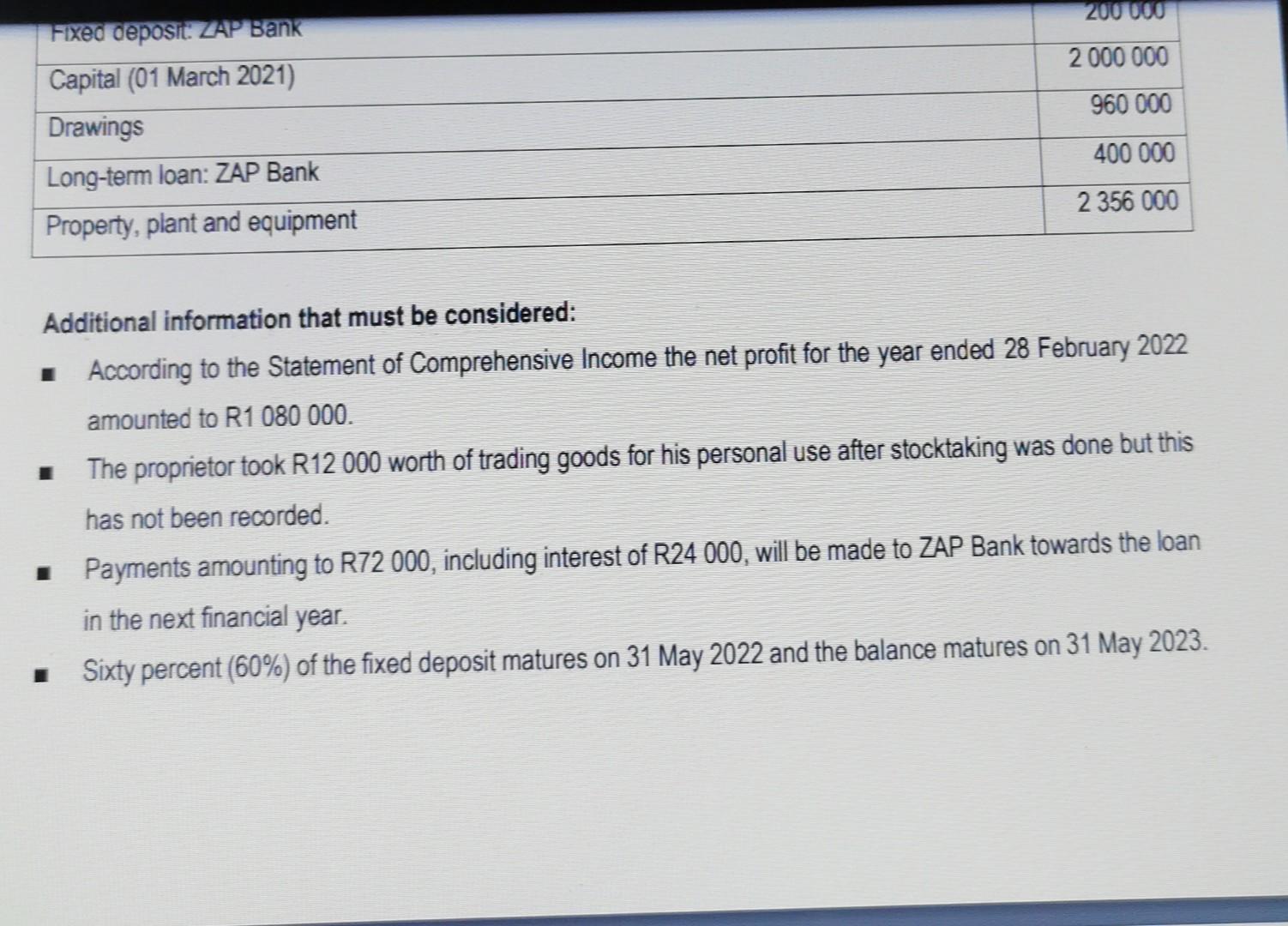  Additional information that must be considered: - According to the Statement