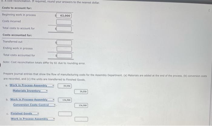 out. The following table summarizes the production activity and costs for February