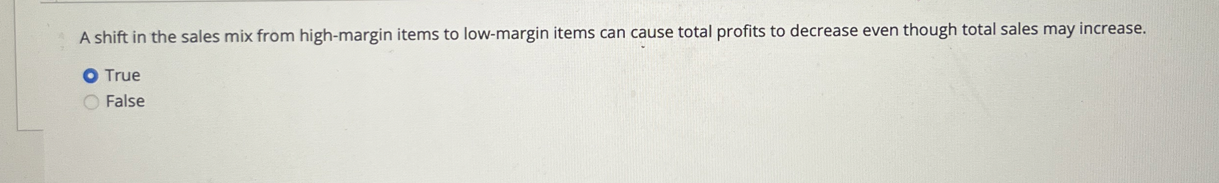  A shift in the sales mix from high-margin items to low-margin