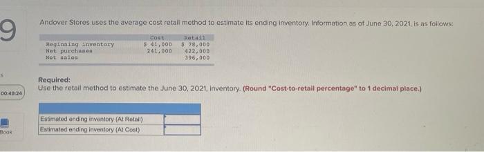 URGENT HELP PLEASE!!! please answer all Andover Stores uses the average cost