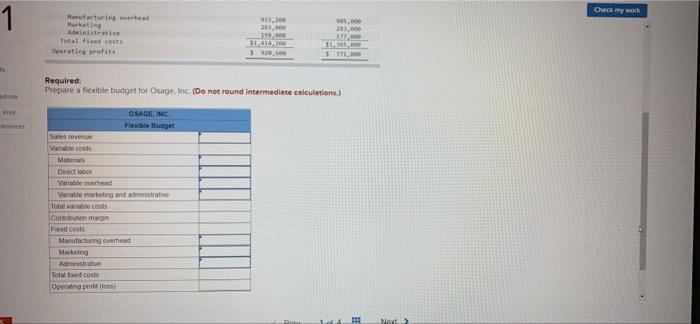 question Okay work Osage, Inc., manufactures and sells lamps. The company produces