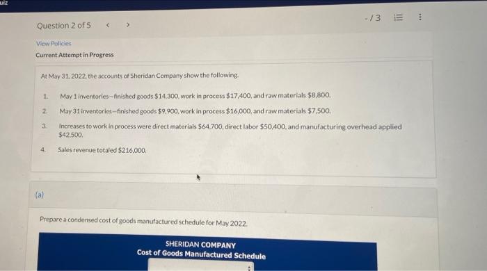 its one answer uiz -/3 E Question 2 of 5 View Policies