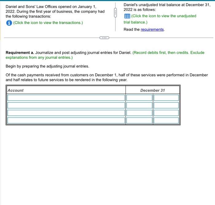 PLEASE DO ALL REQUIREMENTS Please do all requirements ! Daniel and Sons'