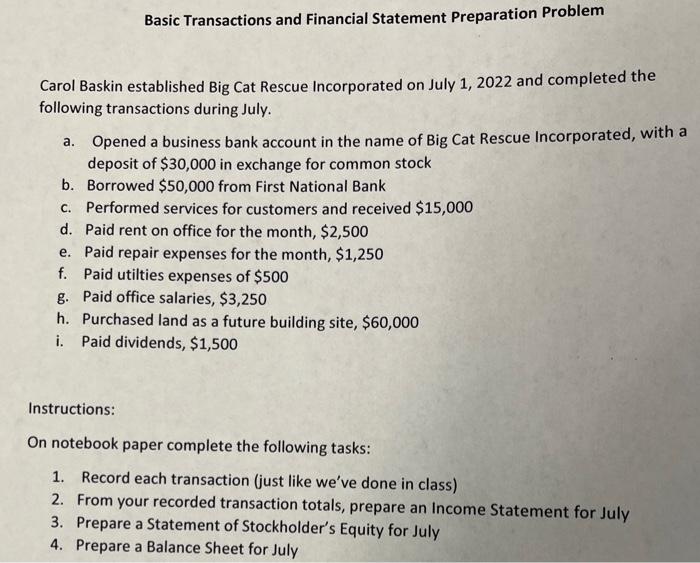 I need help on step 2,3, and 4 Basic Transactions and Financial