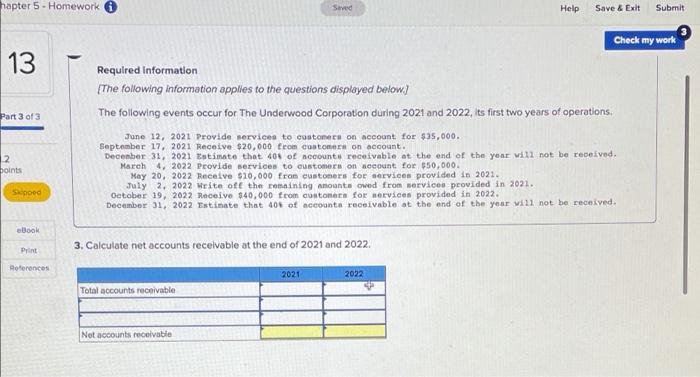 h hapter 5 - Homework Saved Help Save & Exit Submit Check