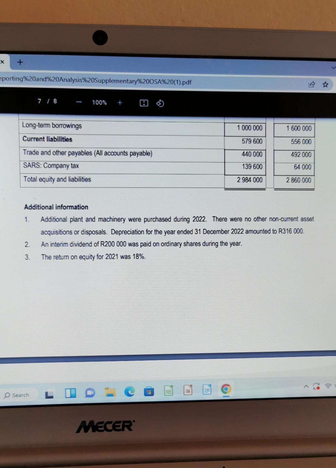 profit margin) (2 marks) 5.1.2 Debtor collection period (2 marks) 5.1.3 Inventory