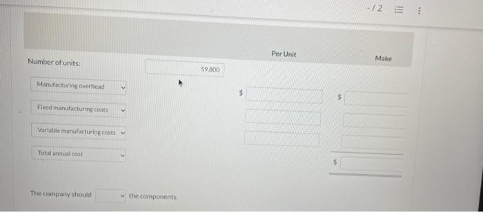 whether to make or buy some of its components. The costs of