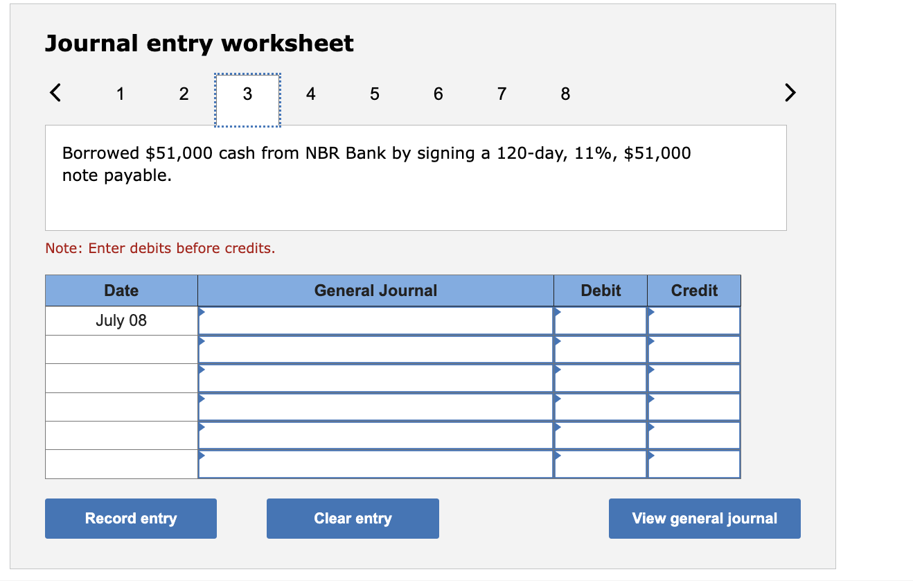 $51,000 cash from NBR Bank by signing a 120-day, 11\%, $51,000 note
