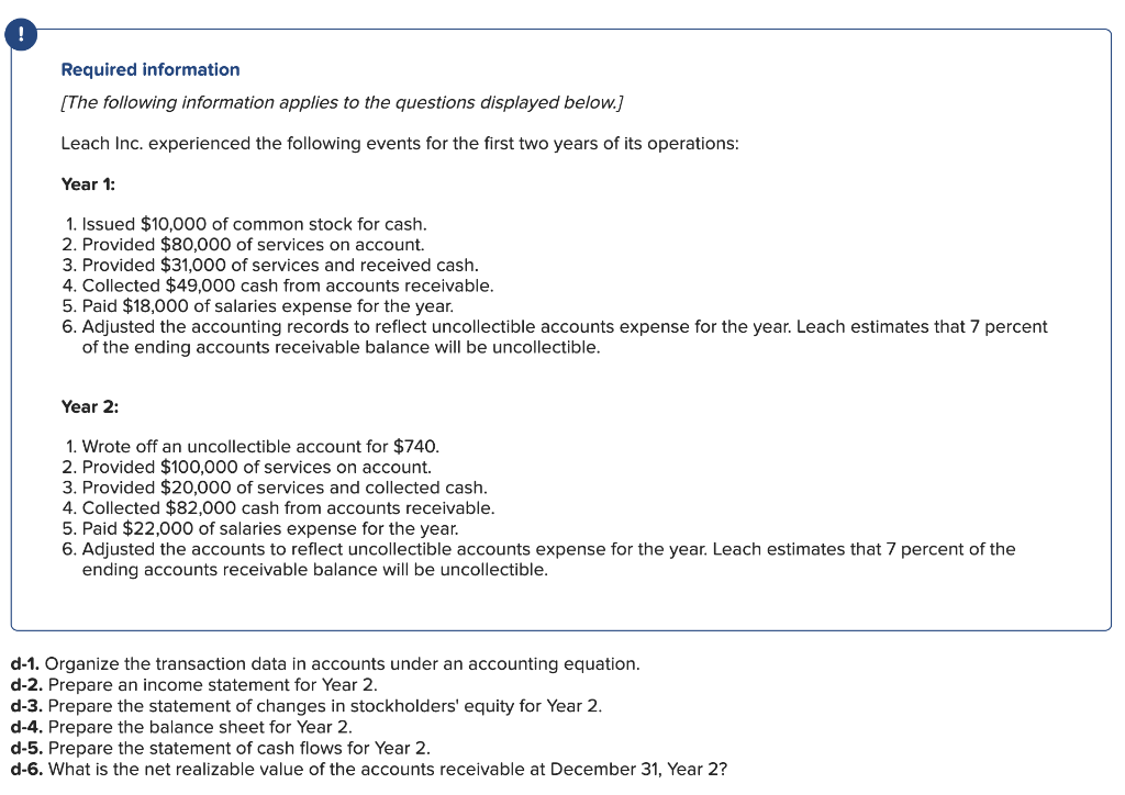 Need help with this problem ! Required information [The following information applies