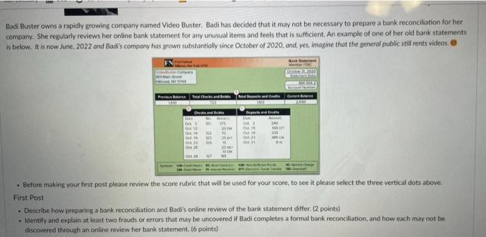 please help me answer these!! After reviewing the bank statement below, please