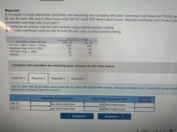 plantwide rate method and activity-based costing LO P1, P3 Craftmore Machining reports