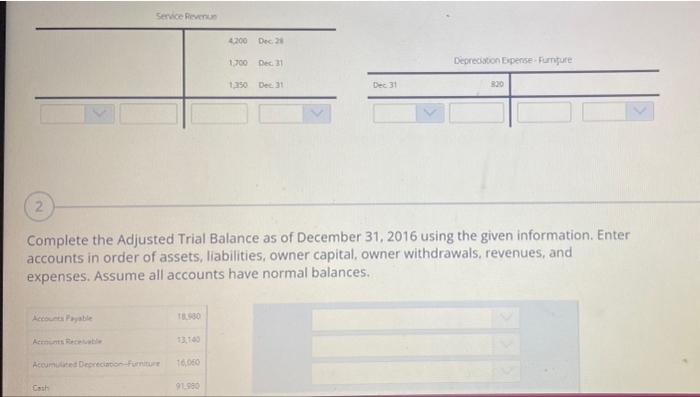 liabilities, owner capital, owner withdrawals, revenues, and expenses. Assume all accounts have