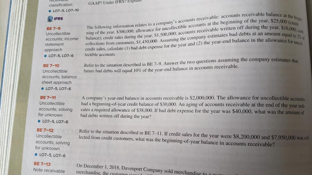 Need help with BE 7-10. The Answer here on chegg is wrong.