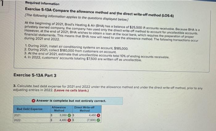 i need help solving for whats wrong Required Information Exercise 5-13A Compare