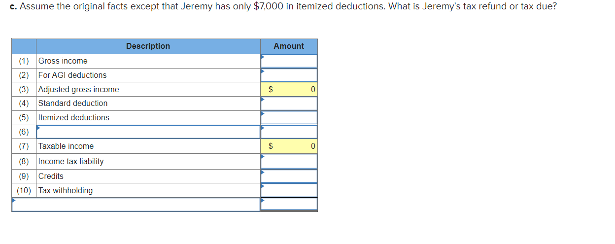 and $6,450 in interest income during the year. Jeremy's employer withheld $11,000