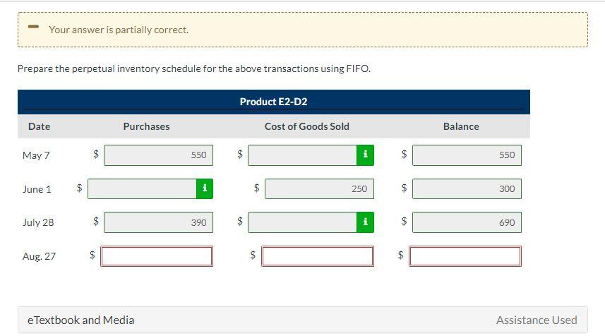 Sheffield Department Store uses a perpetual inventory system. Data for product E2-D2