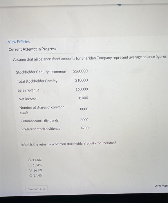 v View Policies Current Attempt in Progress Assume that all balance sheet