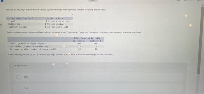 to customer B from the companies three activities ? a) 1,244 b)