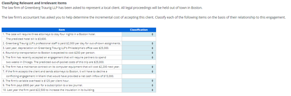 QUESTION 1 CLASSIFICATION OPTIONS QUESTION 2 Classifying Relevant and Irrelevant Items The