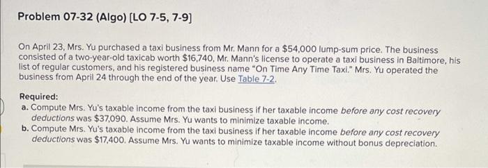 please include work i would like to understand! thank you Problem 07-32
