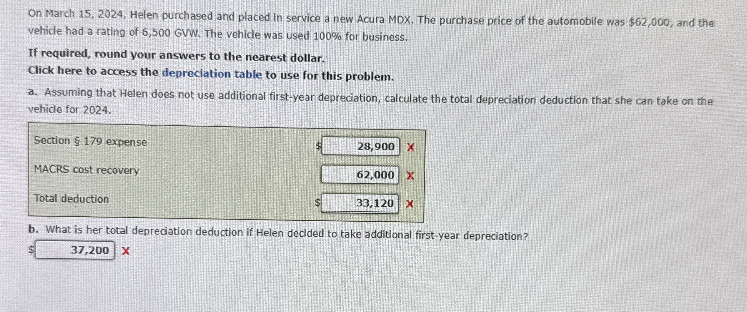  On March 15,2024, Helen purchased and placed in service a new