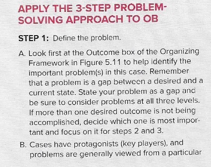 APPLY THE 3-STEP PROBLEM- SOLVING APPROACH TO OB STEP 1: Define