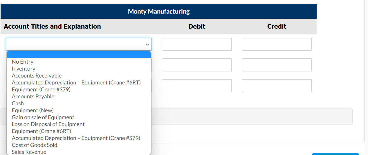 years. The new crane is acquired from Monty Manufacturing Inc., which has