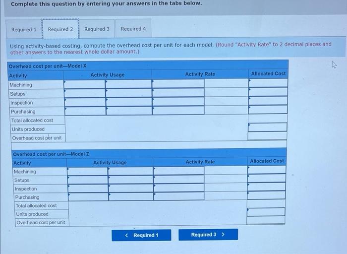 Ice Cool produces two different models of air conditioners. The activities, costs,